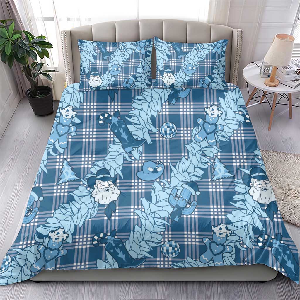 Blue Palaka Hawaii Cowboy Christmas Bedding Set Paniolo Mix Maile Lei - Polynesian Pride