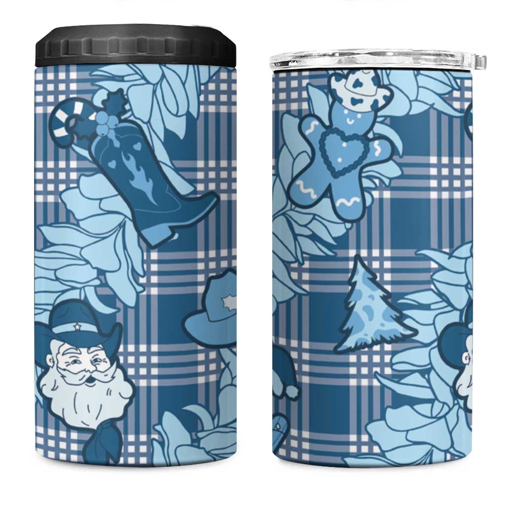 Blue Palaka Hawaii Cowboy Christmas 4 in 1 Can Cooler Tumbler Paniolo Mix Maile Lei - Polynesian Pride