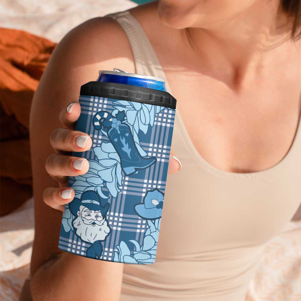 Blue Palaka Hawaii Cowboy Christmas 4 in 1 Can Cooler Tumbler Paniolo Mix Maile Lei - Polynesian Pride