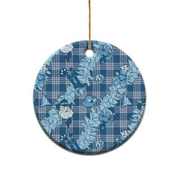 Blue Palaka Hawaii Cowboy Christmas Ceramic Ornament Paniolo Mix Maile Lei - Polynesian Pride