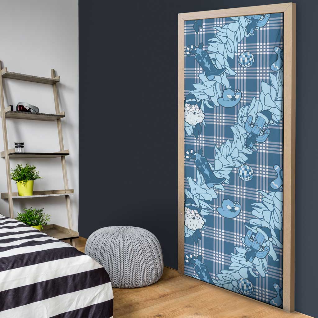 Blue Palaka Hawaii Cowboy Christmas Door Cover Paniolo Mix Maile Lei - Polynesian Pride