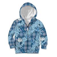 Blue Palaka Hawaii Cowboy Christmas Kid Hoodie Paniolo Mix Maile Lei - Polynesian Pride