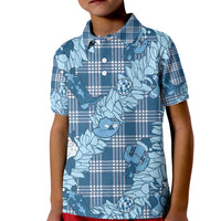 Blue Palaka Hawaii Cowboy Christmas Kid Polo Shirt Paniolo Mix Maile Lei - Polynesian Pride