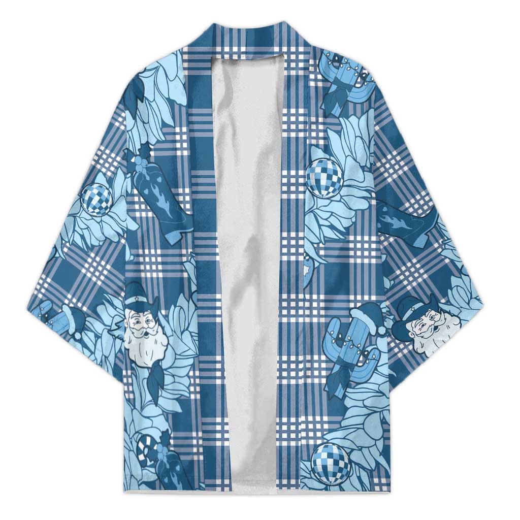 Blue Palaka Hawaii Cowboy Christmas Kimono Paniolo Mix Maile Lei - Polynesian Pride