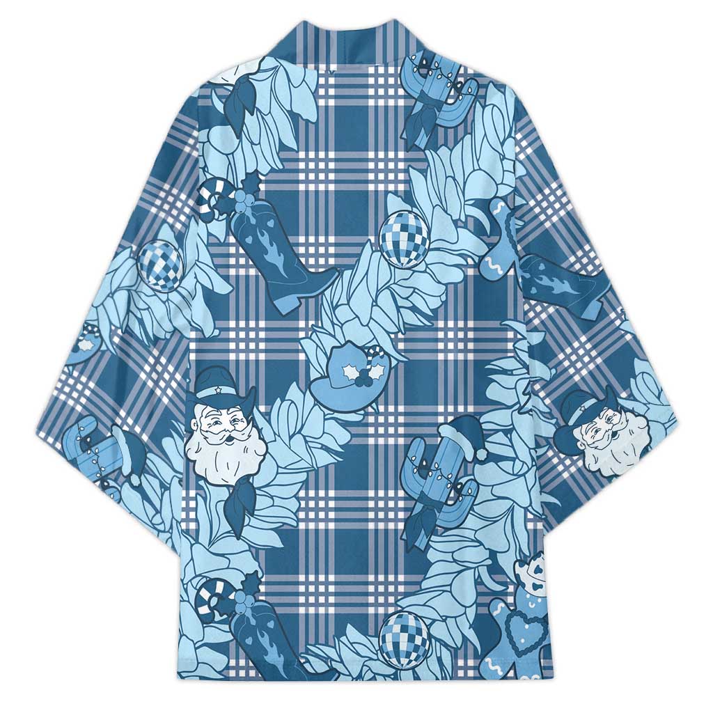 Blue Palaka Hawaii Cowboy Christmas Kimono Paniolo Mix Maile Lei - Polynesian Pride