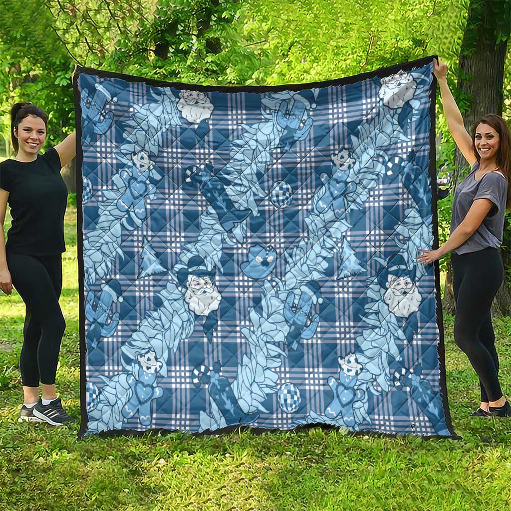 Blue Palaka Hawaii Cowboy Christmas Quilt Paniolo Mix Maile Lei - Polynesian Pride