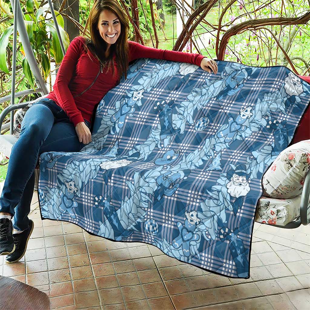 Blue Palaka Hawaii Cowboy Christmas Quilt Paniolo Mix Maile Lei - Polynesian Pride