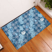Blue Palaka Hawaii Cowboy Christmas Rubber Doormat Paniolo Mix Maile Lei - Polynesian Pride