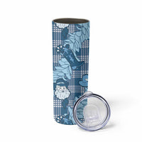 Blue Palaka Hawaii Cowboy Christmas Skinny Tumbler Paniolo Mix Maile Lei - Polynesian Pride