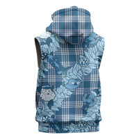 Blue Palaka Hawaii Cowboy Christmas Sleeveless Zip Hoodie Paniolo Mix Maile Lei - Polynesian Pride