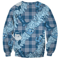 Blue Palaka Hawaii Cowboy Christmas Sweatshirt Paniolo Mix Maile Lei - Polynesian Pride