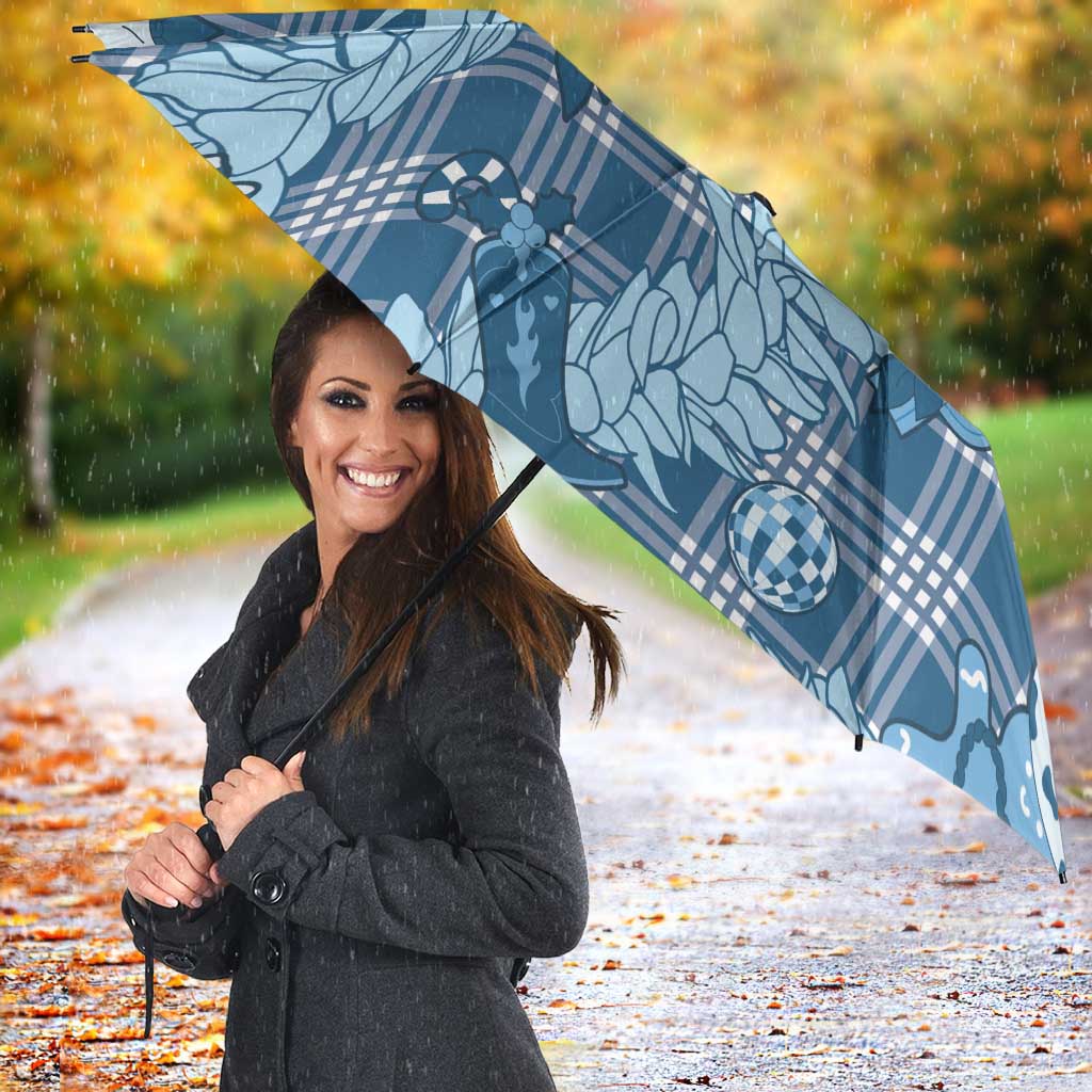 Blue Palaka Hawaii Cowboy Christmas Umbrella Paniolo Mix Maile Lei - Polynesian Pride