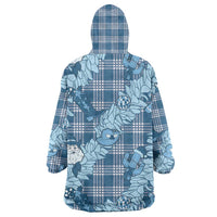 Blue Palaka Hawaii Cowboy Christmas Wearable Blanket Hoodie Paniolo Mix Maile Lei - Polynesian Pride