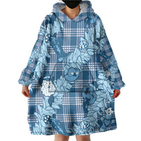 Blue Palaka Hawaii Cowboy Christmas Wearable Blanket Hoodie Paniolo Mix Maile Lei - Polynesian Pride
