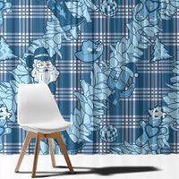 Blue Palaka Hawaii Cowboy Christmas Window Curtain Paniolo Mix Maile Lei - Polynesian Pride