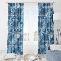 Blue Palaka Hawaii Cowboy Christmas Window Curtain Paniolo Mix Maile Lei - Polynesian Pride
