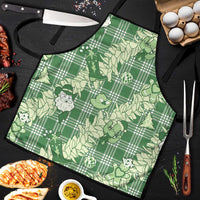 Green Palaka Hawaii Cowboy Christmas Apron Paniolo Mix Maile Lei - Polynesian Pride