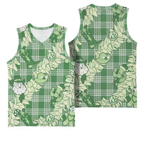 Green Palaka Hawaii Cowboy Christmas Basketball Jersey Paniolo Mix Maile Lei - Polynesian Pride