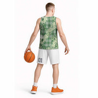 Green Palaka Hawaii Cowboy Christmas Basketball Jersey Paniolo Mix Maile Lei - Polynesian Pride