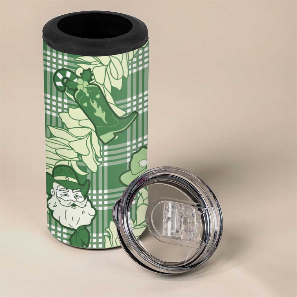 Green Palaka Hawaii Cowboy Christmas 4 in 1 Can Cooler Tumbler Paniolo Mix Maile Lei - Polynesian Pride