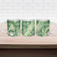 Green Palaka Hawaii Cowboy Christmas Ceramic Mug Paniolo Mix Maile Lei - Polynesian Pride