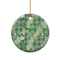 Green Palaka Hawaii Cowboy Christmas Ceramic Ornament Paniolo Mix Maile Lei - Polynesian Pride