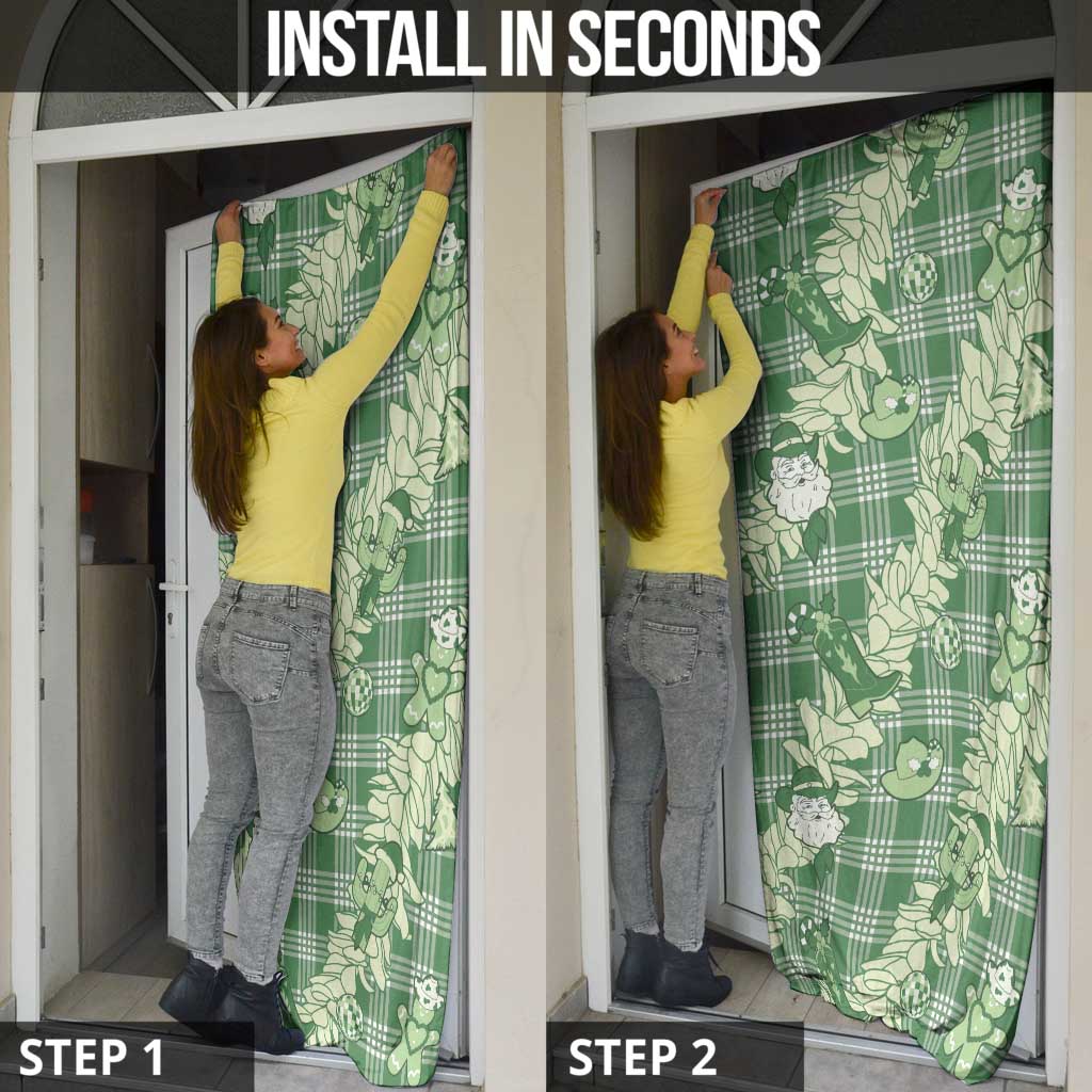 Green Palaka Hawaii Cowboy Christmas Door Cover Paniolo Mix Maile Lei - Polynesian Pride