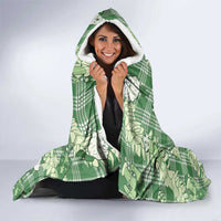 Green Palaka Hawaii Cowboy Christmas Hooded Blanket Paniolo Mix Maile Lei - Polynesian Pride