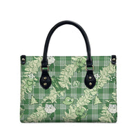 Green Palaka Hawaii Cowboy Christmas Leather Bag Paniolo Mix Maile Lei - Polynesian Pride
