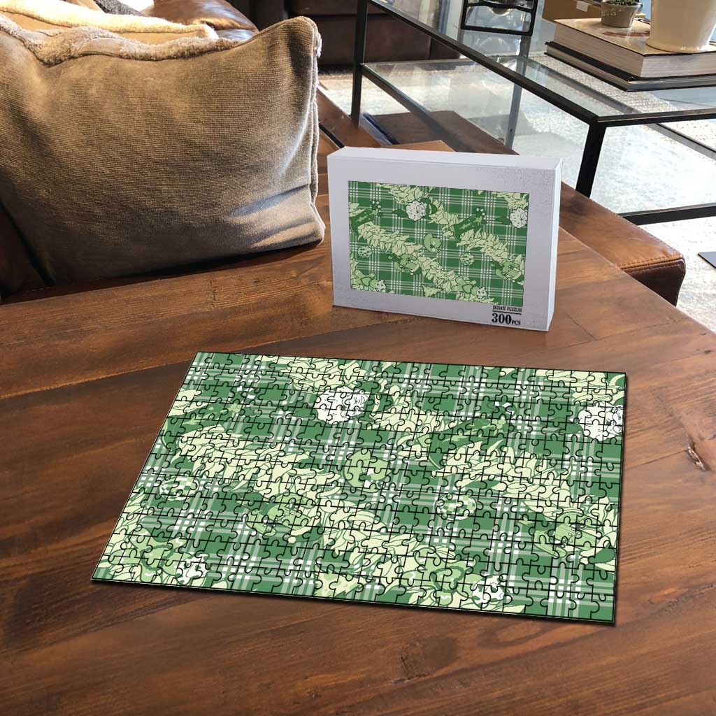 Green Palaka Hawaii Cowboy Christmas Puzzle Paniolo Mix Maile Lei - Polynesian Pride