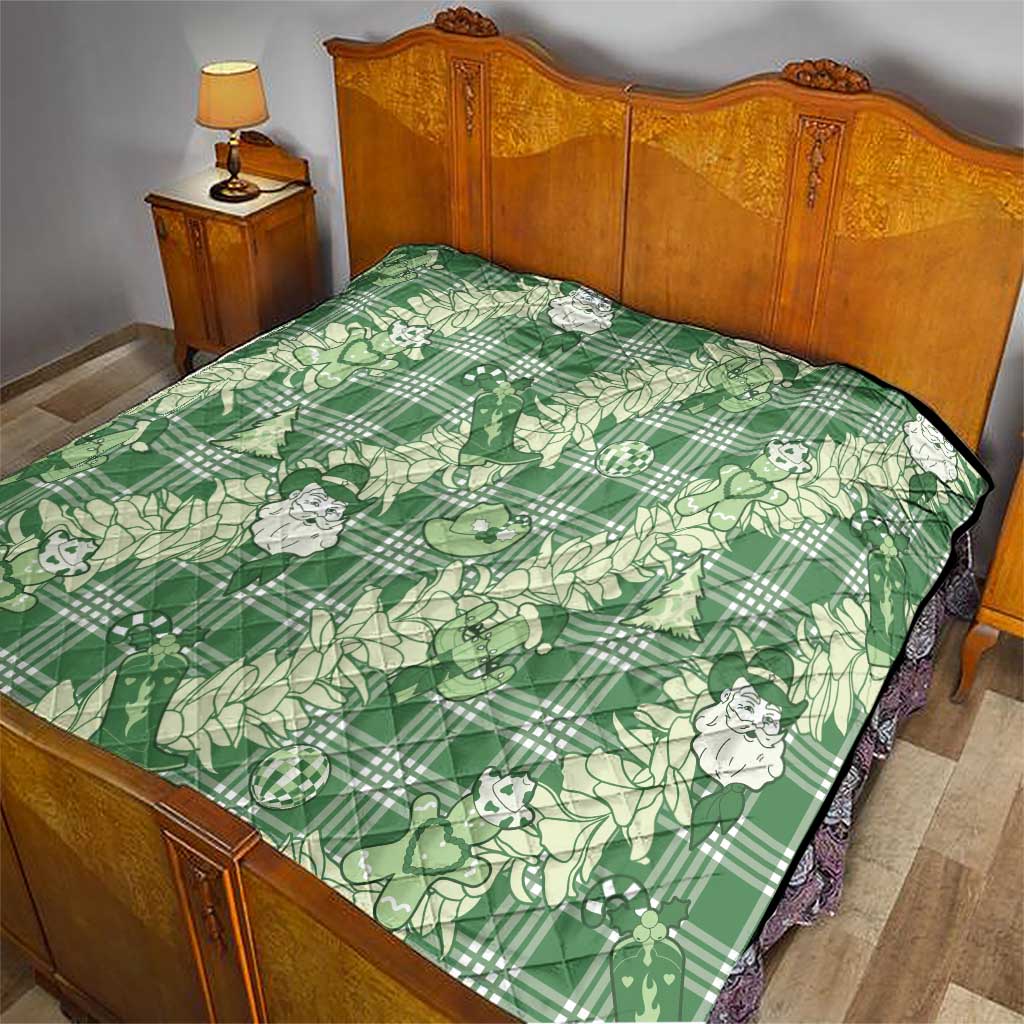 Green Palaka Hawaii Cowboy Christmas Quilt Paniolo Mix Maile Lei - Polynesian Pride