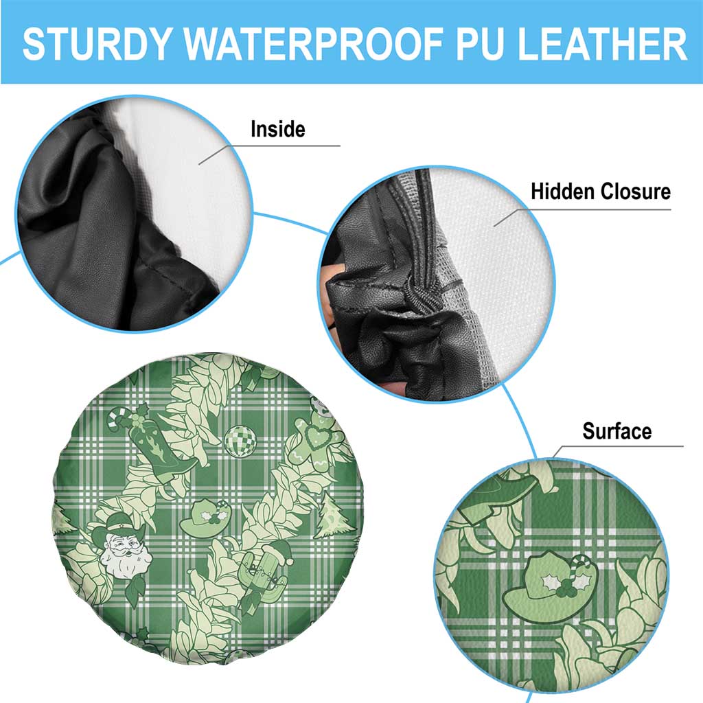 Green Palaka Hawaii Cowboy Christmas Spare Tire Cover Paniolo Mix Maile Lei - Polynesian Pride