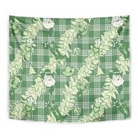 Green Palaka Hawaii Cowboy Christmas Tapestry Paniolo Mix Maile Lei - Polynesian Pride