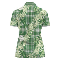 Green Palaka Hawaii Cowboy Christmas Women Polo Shirt Paniolo Mix Maile Lei - Polynesian Pride