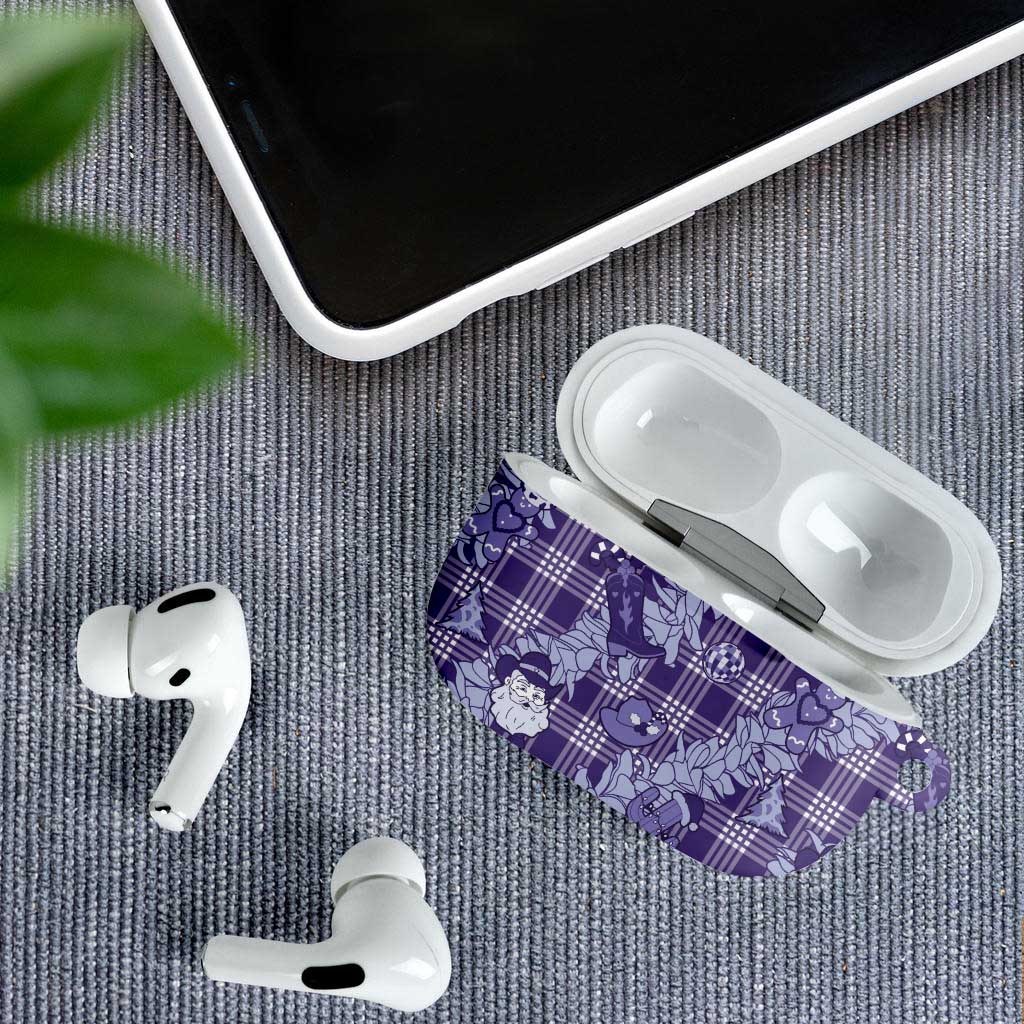 Purple Palaka Hawaii Cowboy Christmas AirPods Case Paniolo Mix Maile Lei - Polynesian Pride