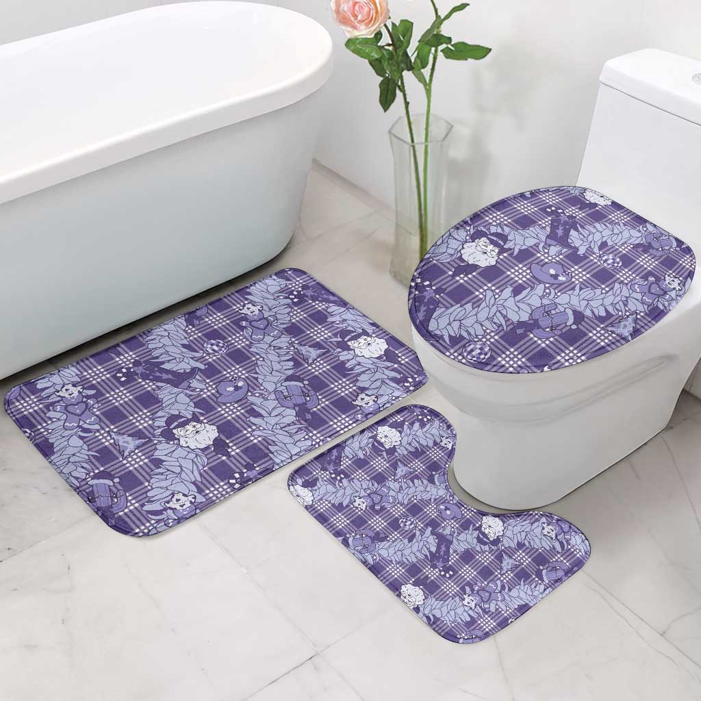 Purple Palaka Hawaii Cowboy Christmas Bathroom Set Paniolo Mix Maile Lei - Polynesian Pride