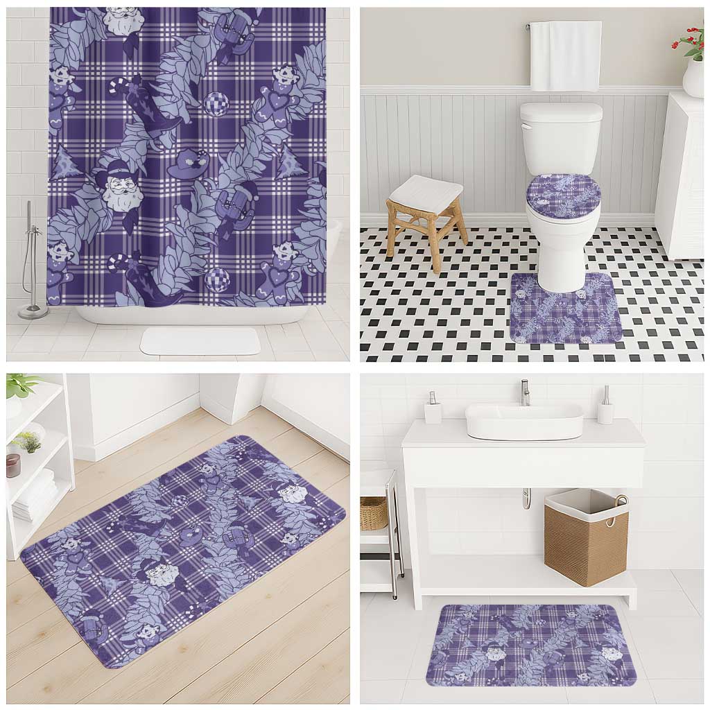 Purple Palaka Hawaii Cowboy Christmas Bathroom Set Paniolo Mix Maile Lei - Polynesian Pride
