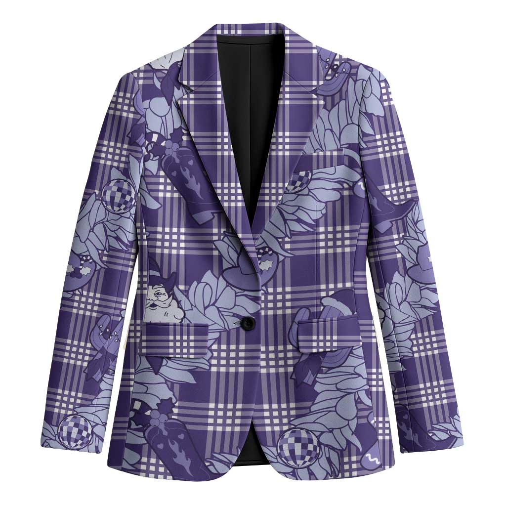 Purple Palaka Hawaii Cowboy Christmas Blazer Paniolo Mix Maile Lei - Polynesian Pride