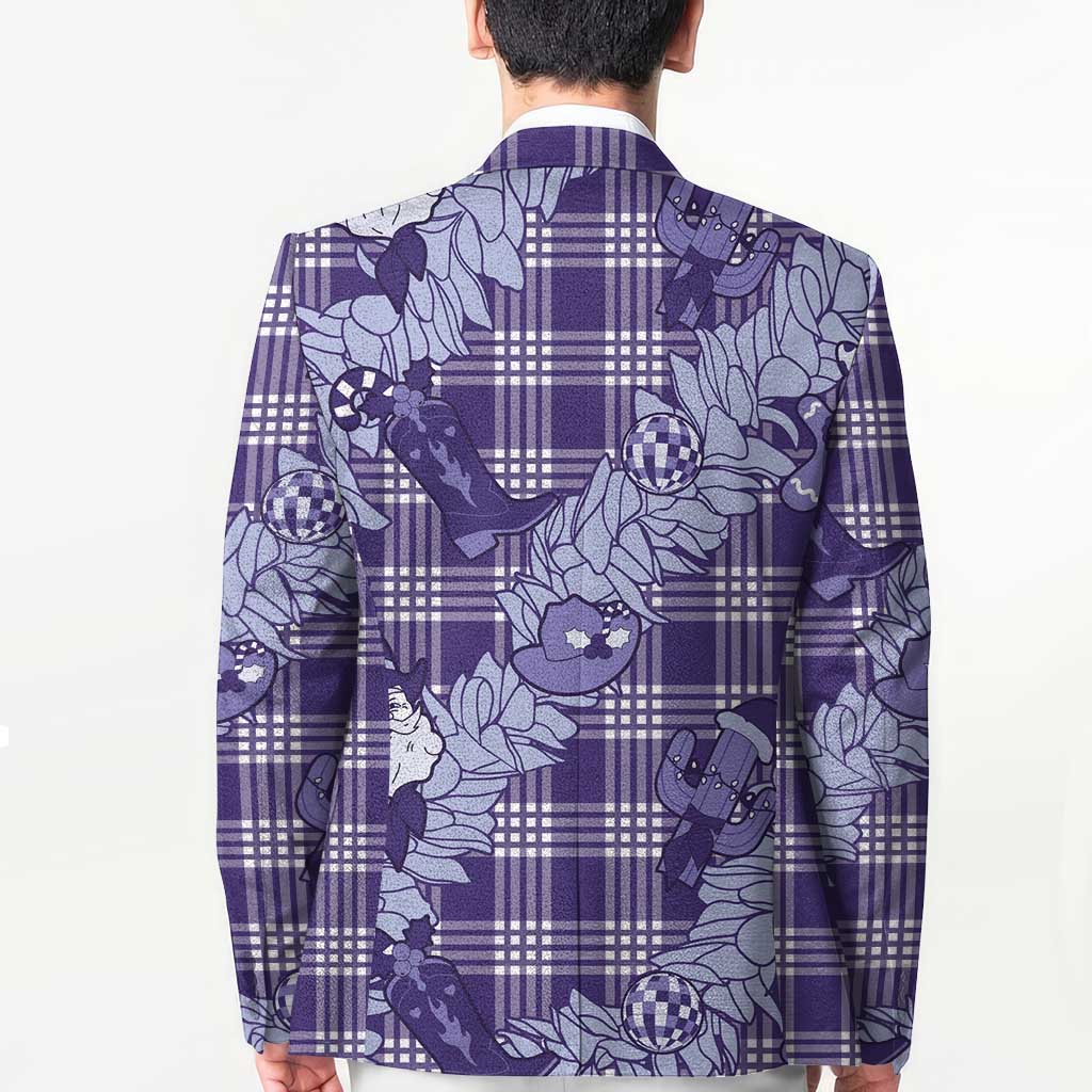Purple Palaka Hawaii Cowboy Christmas Blazer Paniolo Mix Maile Lei - Polynesian Pride
