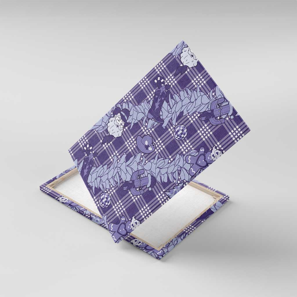 Purple Palaka Hawaii Cowboy Christmas Canvas Wall Art Paniolo Mix Maile Lei - Polynesian Pride