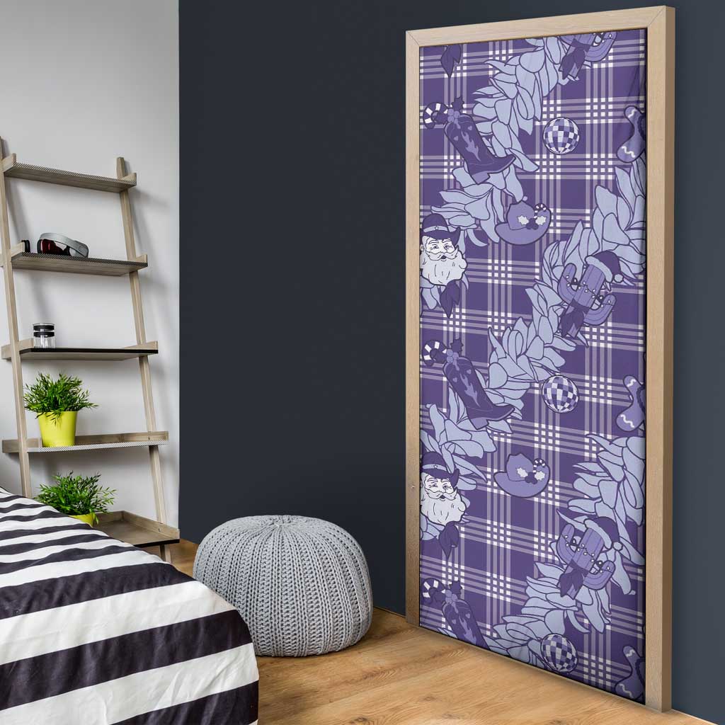 Purple Palaka Hawaii Cowboy Christmas Door Cover Paniolo Mix Maile Lei - Polynesian Pride