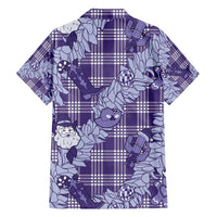 Purple Palaka Hawaii Cowboy Christmas Family Matching Off Shoulder Short Dress and Hawaiian Shirt Paniolo Mix Maile Lei - Polynesian Pride
