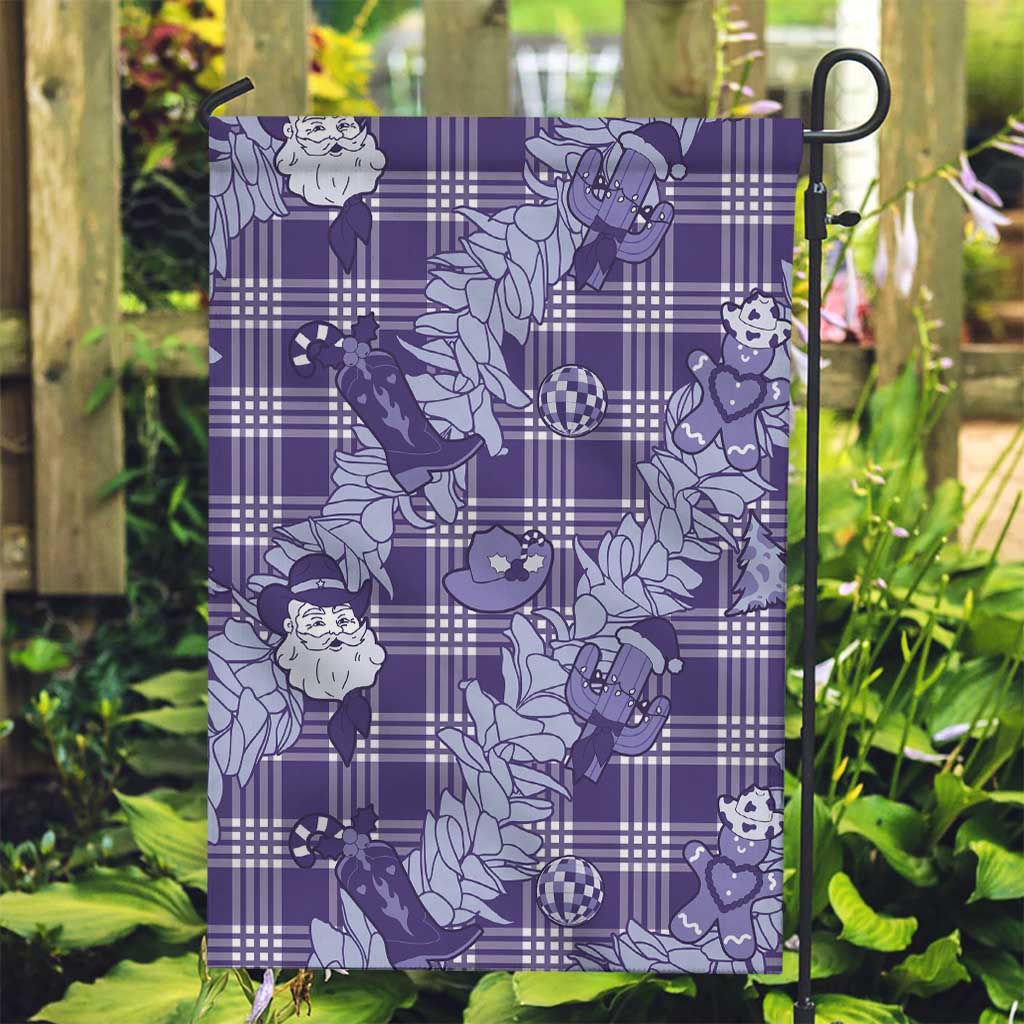 Purple Palaka Hawaii Cowboy Christmas Garden Flag Paniolo Mix Maile Lei - Polynesian Pride