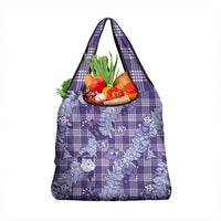Purple Palaka Hawaii Cowboy Christmas Grocery Bag Paniolo Mix Maile Lei - Polynesian Pride