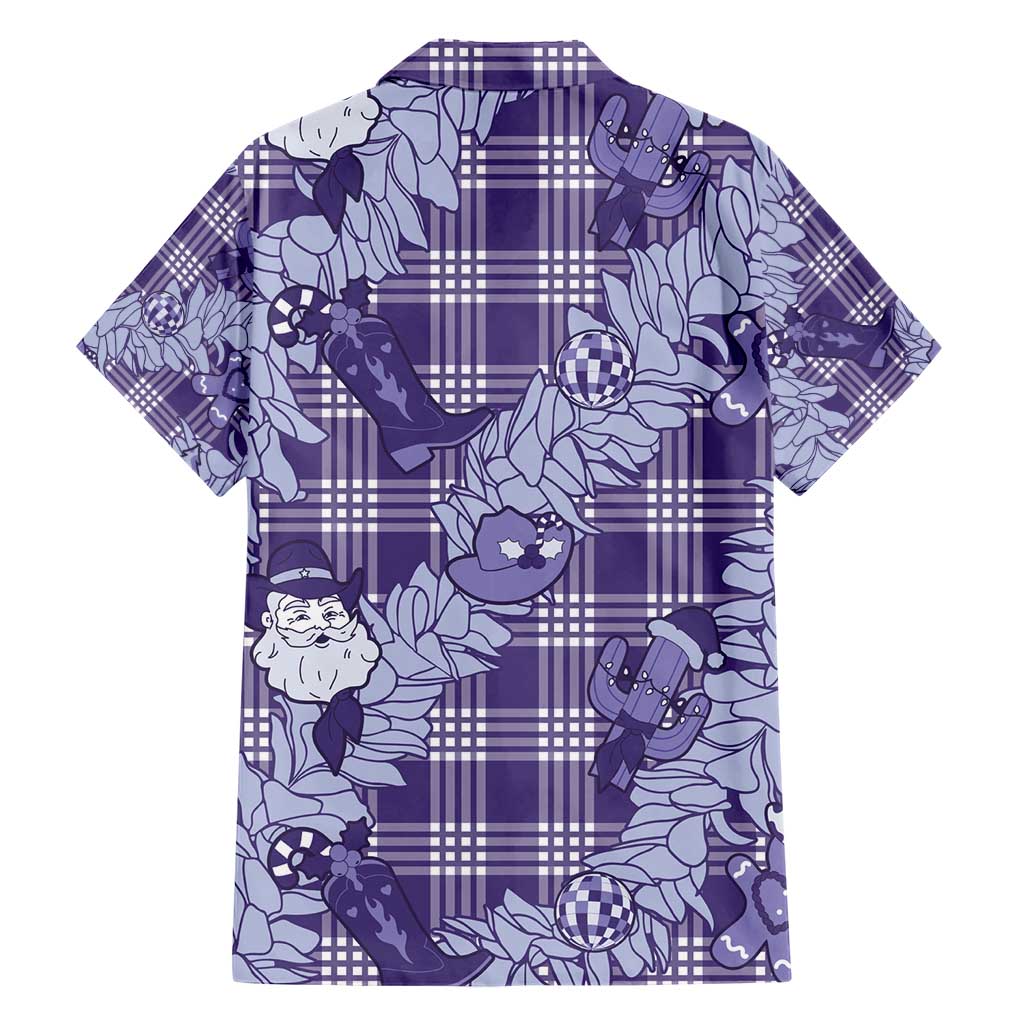 Purple Palaka Hawaii Cowboy Christmas Hawaiian Shirt Paniolo Mix Maile Lei - Polynesian Pride