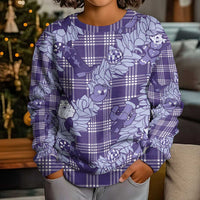 Purple Palaka Hawaii Cowboy Christmas Kid Ugly Christmas Sweater Paniolo Mix Maile Lei - Polynesian Pride