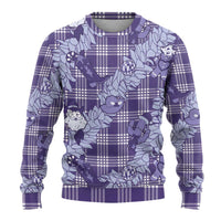 Purple Palaka Hawaii Cowboy Christmas Ugly Christmas Sweater Paniolo Mix Maile Lei - Polynesian Pride