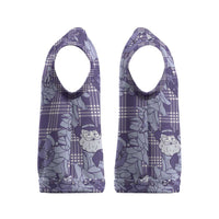 Purple Palaka Hawaii Cowboy Christmas Knitted V-Neck Vest Paniolo Mix Maile Lei - Polynesian Pride