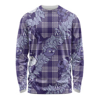 Purple Palaka Hawaii Cowboy Christmas Long Sleeve Shirt Paniolo Mix Maile Lei LT7 Unisex Purple - Polynesian Pride