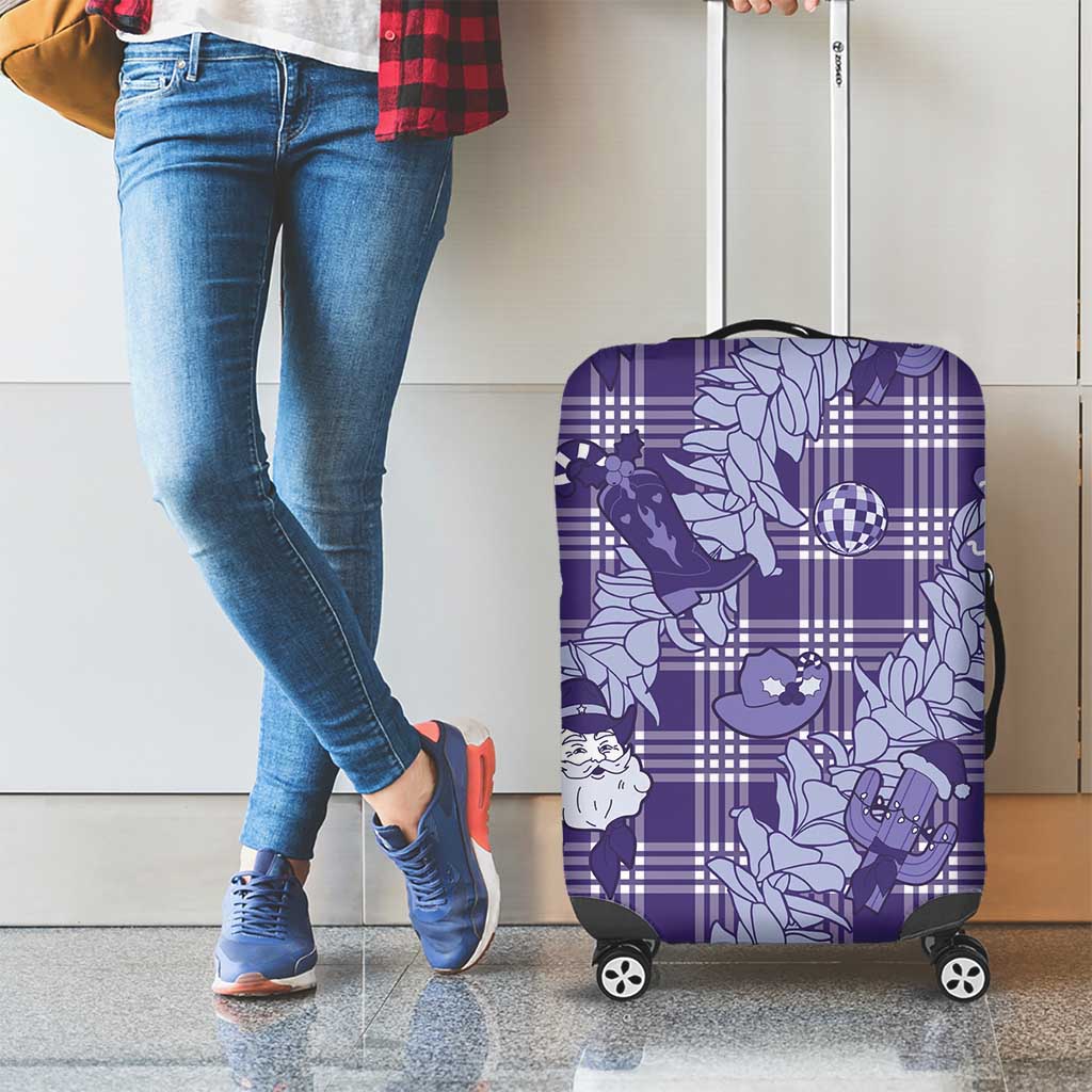 Purple Palaka Hawaii Cowboy Christmas Luggage Cover Paniolo Mix Maile Lei - Polynesian Pride